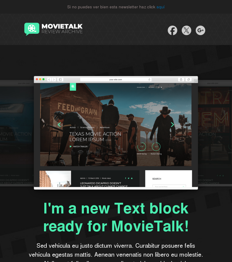 Plantilla email marketing Cine