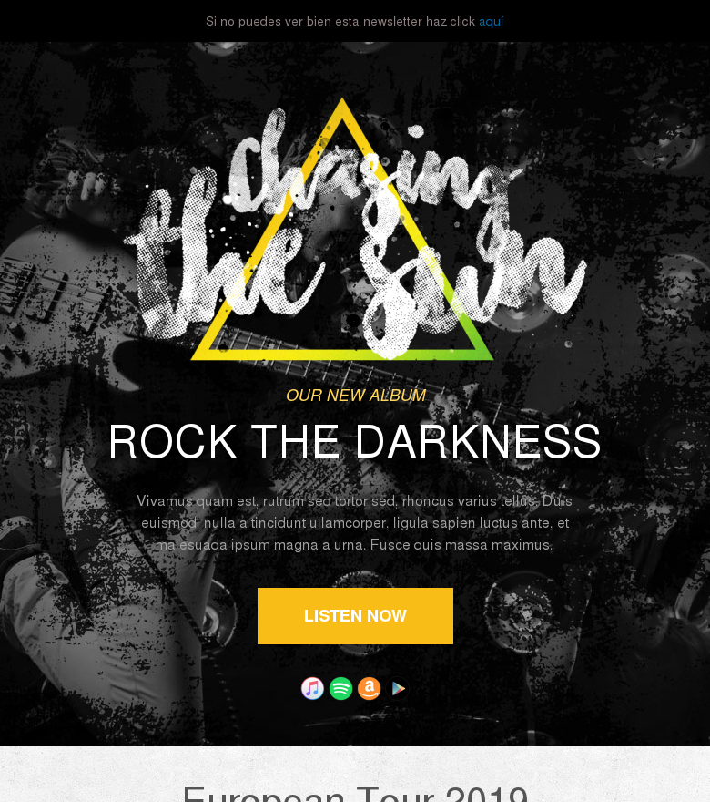 Plantilla email marketing Gira conciertos