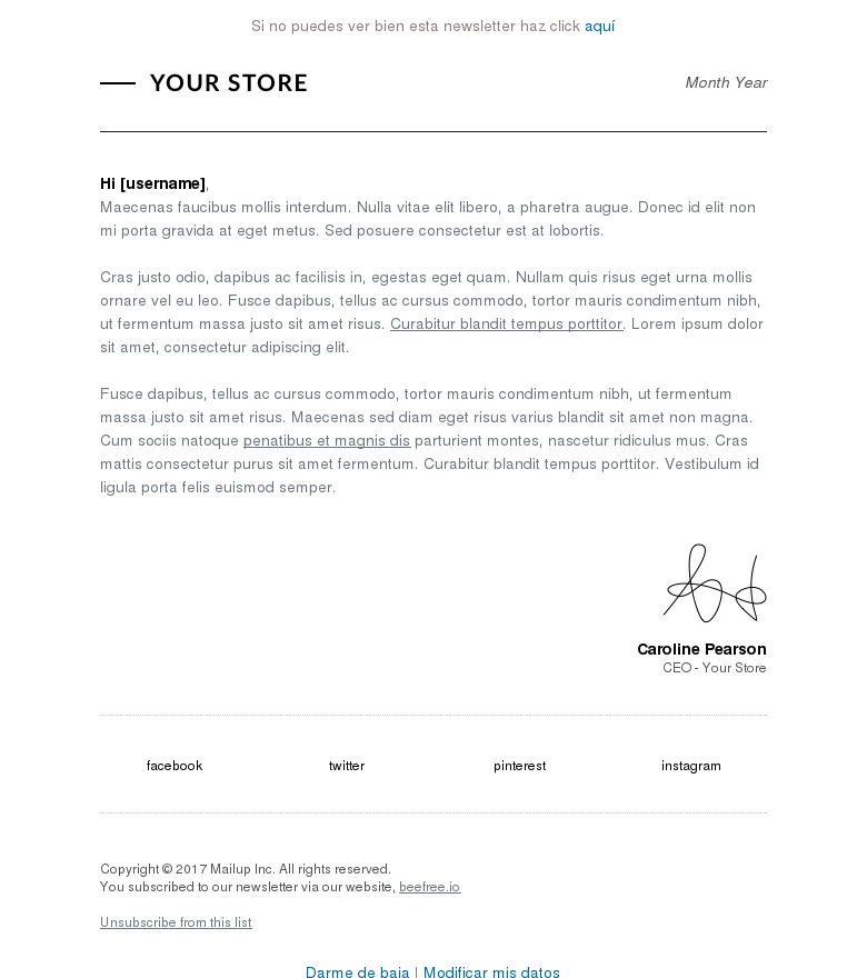 Plantilla email marketing Básica carta