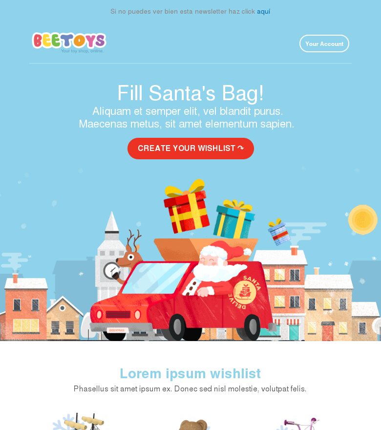 Template email marketing Juguetes navidad