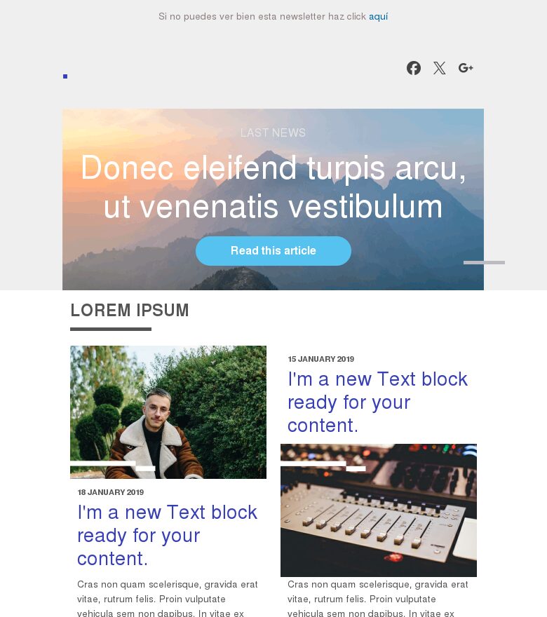 Template email marketing Noticias
