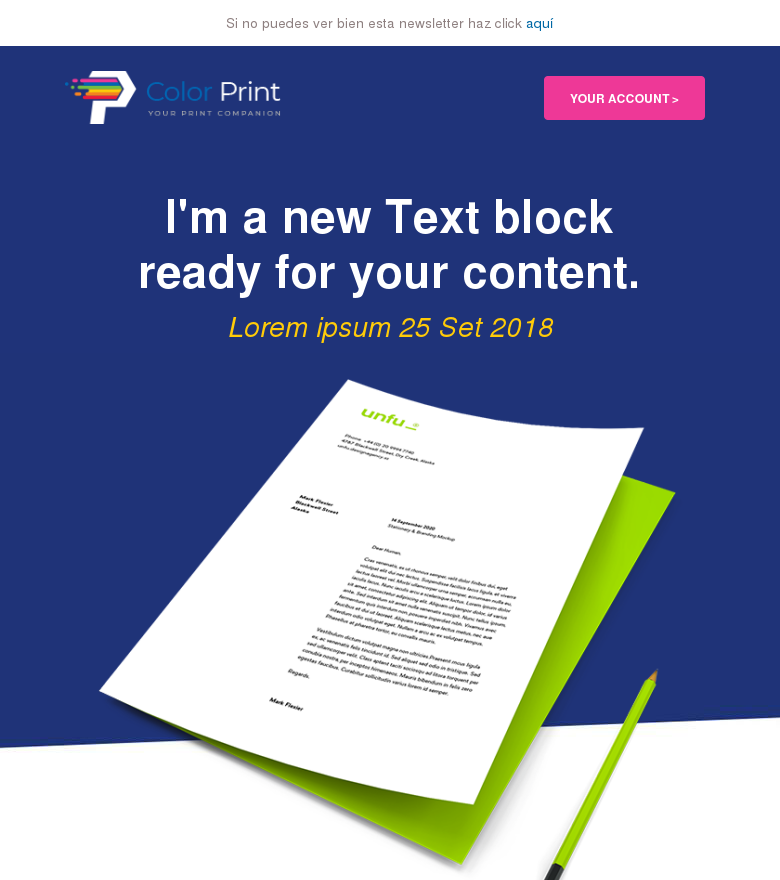 Plantilla email marketing Impresión tinta