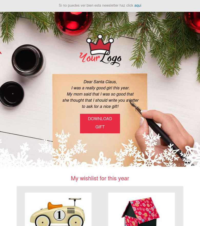 Email marketing template Carta papá Noel