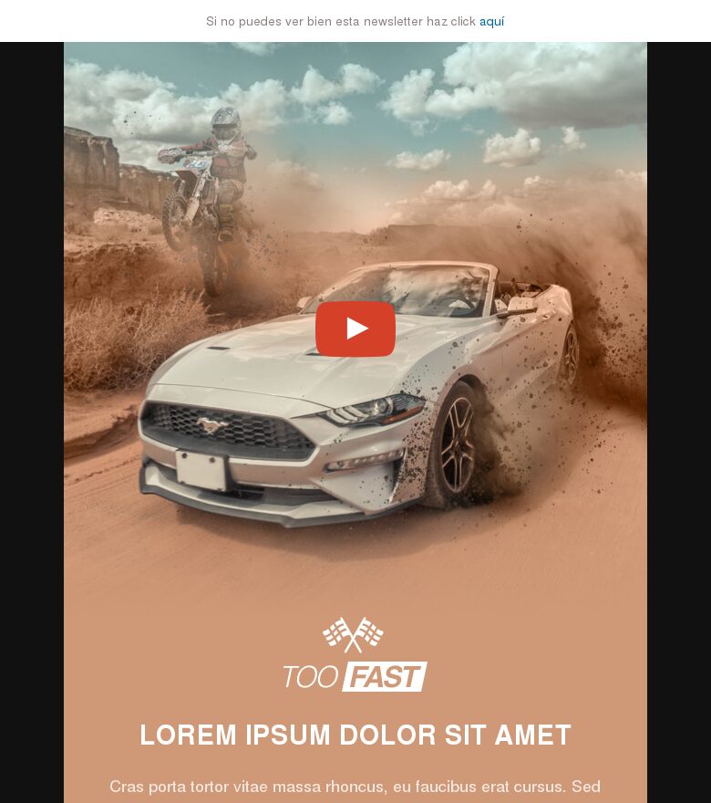 Template email marketing Videojuego coches