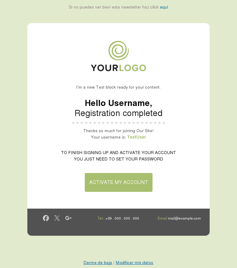 Plantilla email marketing Registro completo