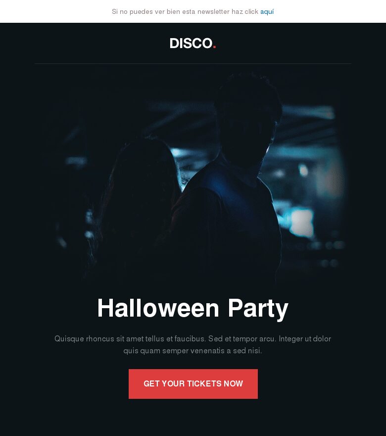 Email marketing template Halloween evento