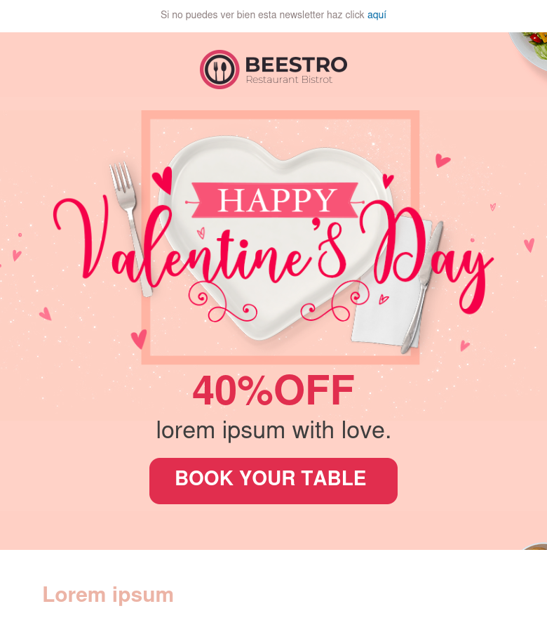 E-Mail-Marketing-Vorlage Restaurante descuento