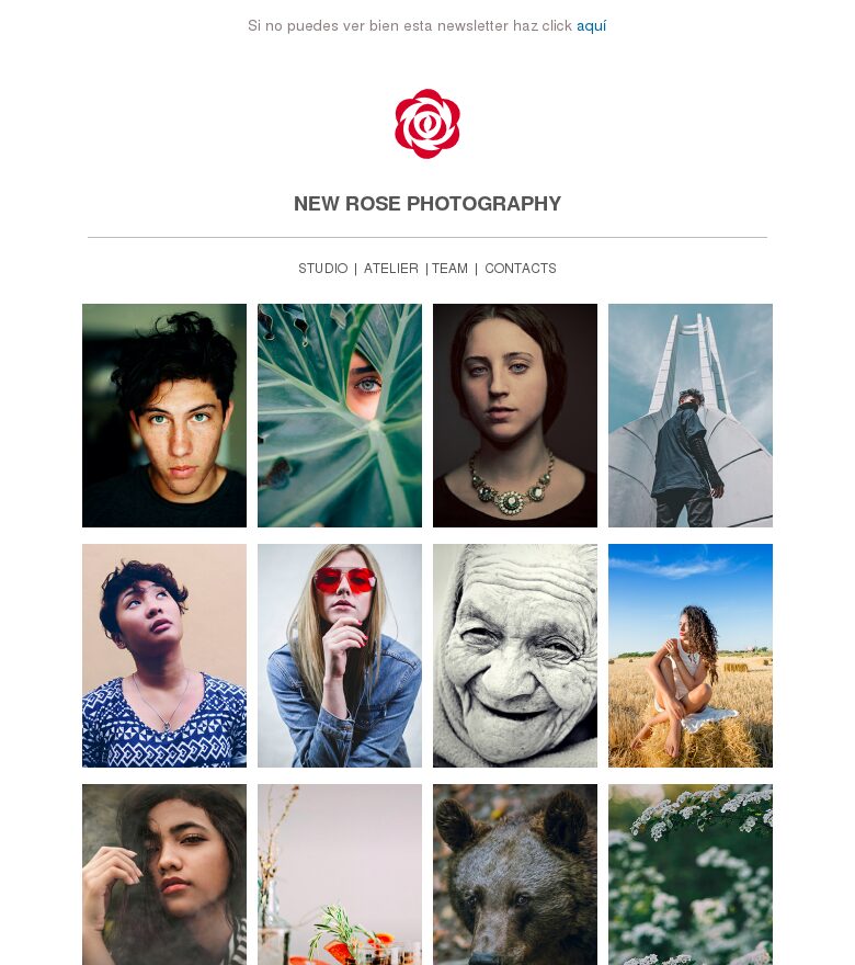 Template email marketing Porfolio de fotografía