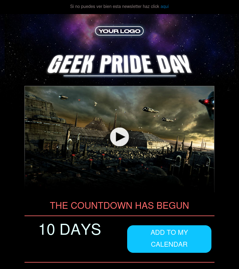 Template email marketing Geek pride day