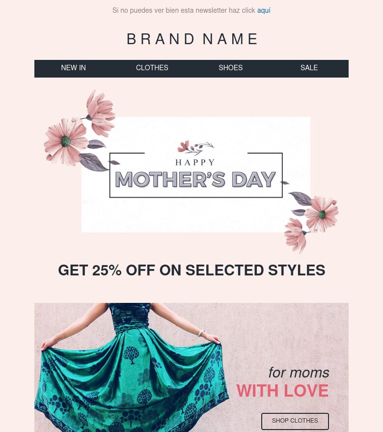 Template email marketing Buscando el regalo perfecto para el Día de la Madre