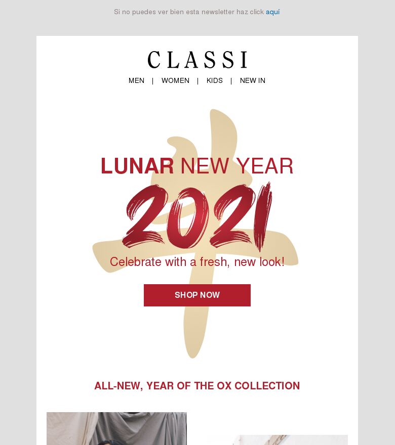Template email marketing Moda para el Año Nuevo Lunar