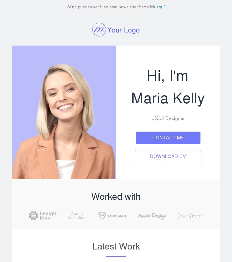 Template email marketing Presenta tu último trabajo