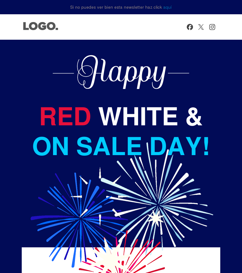 Plantilla email marketing Happy red white sale day