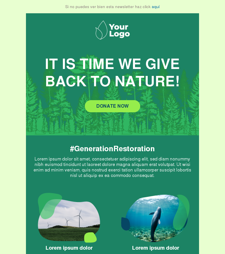 Plantilla email marketing World environment fundraising