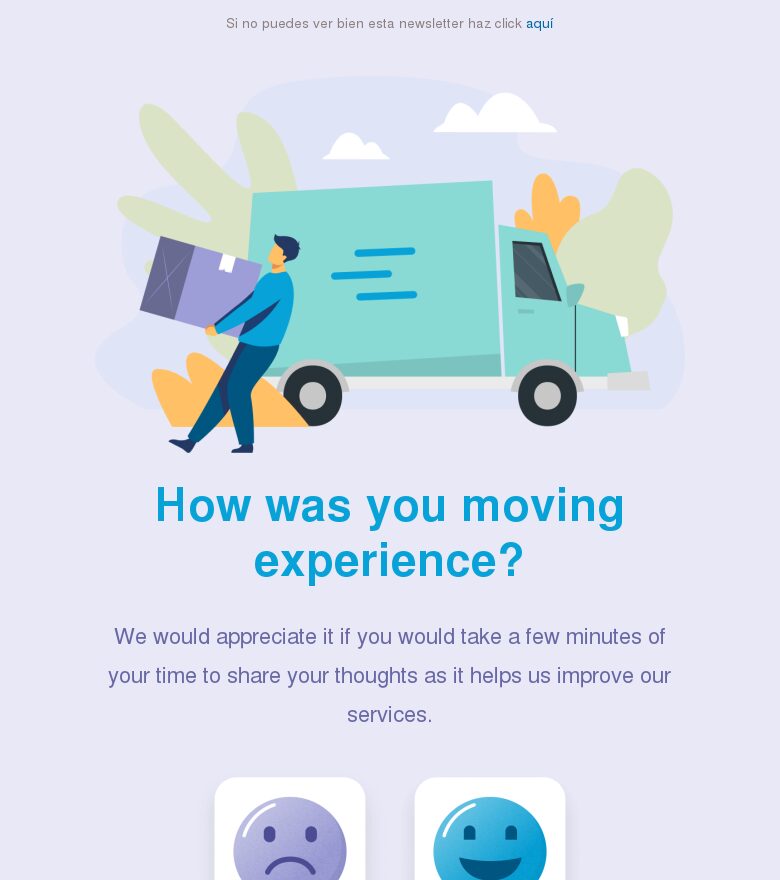 Template email marketing Valora tu experiencia