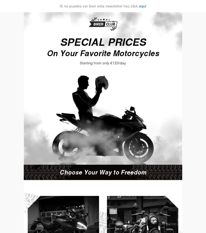 Template email marketing Semana nacional de la motocicleta