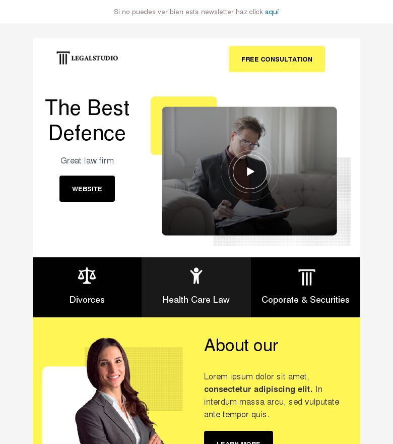 Template email marketing Estudio jurídico minimalista