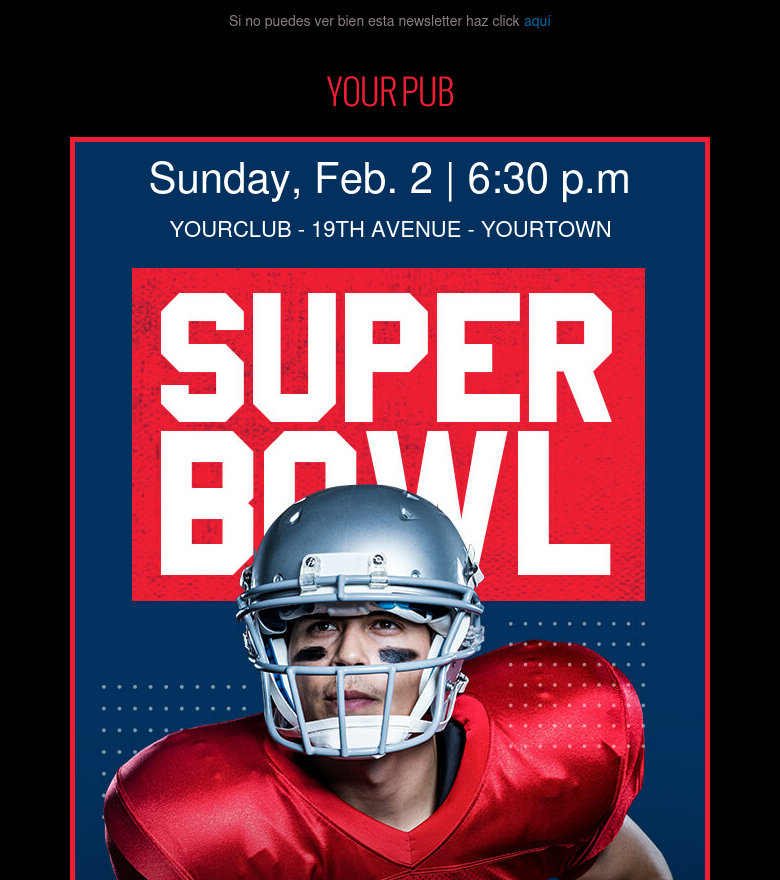 E-Mail-Marketing-Vorlage Super bowl 2020