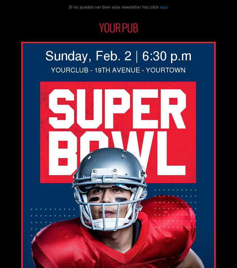Plantilla email marketing Super bowl 2020