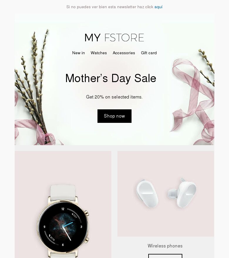 Template email marketing Rebajas del Día de la Madre