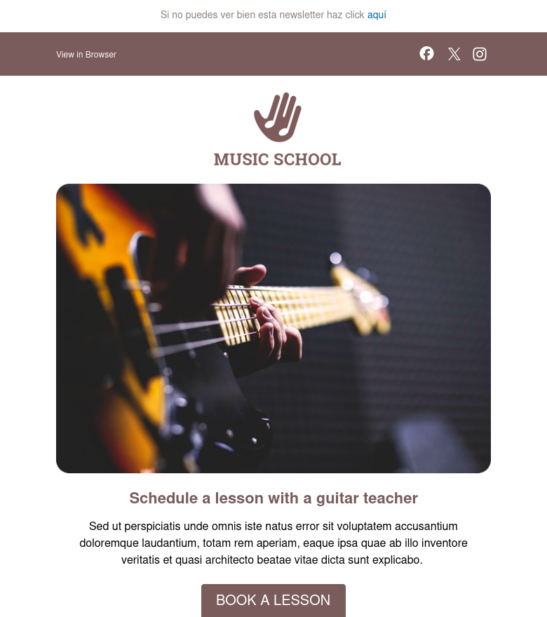 Plantilla email marketing Book a music lesson