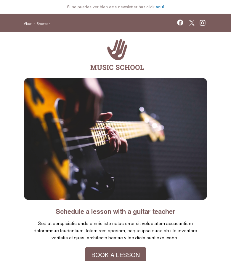 Plantilla email marketing Book a music lesson