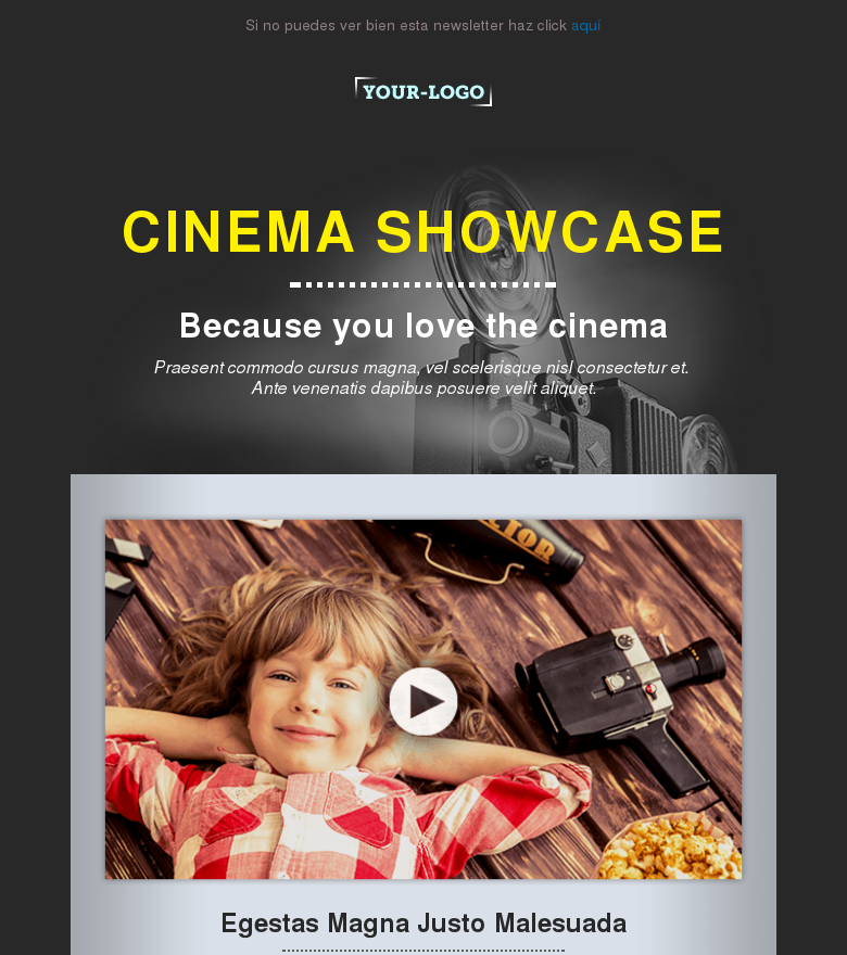 Plantilla email marketing Cinema showcase