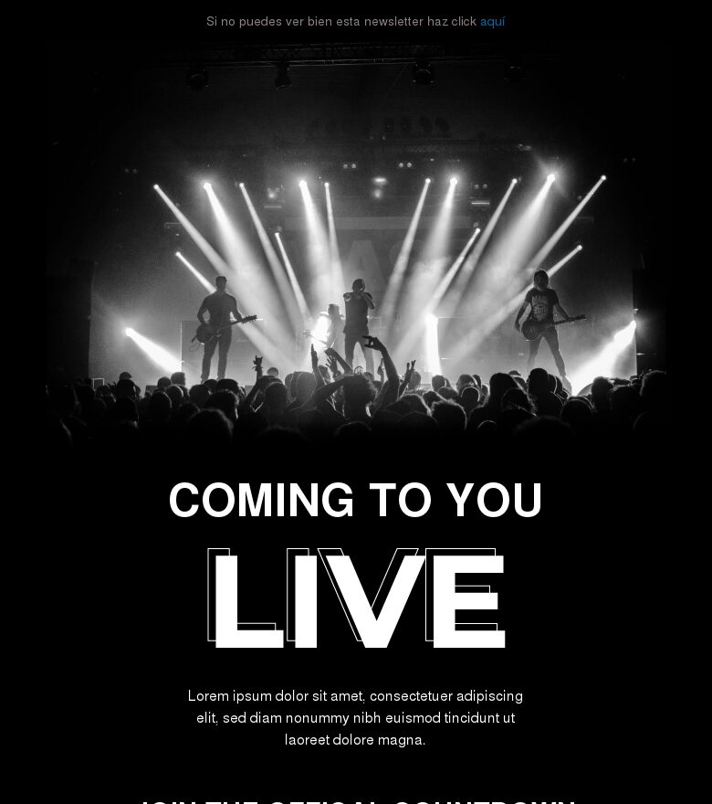 Template email marketing Email de anuncio de concierto