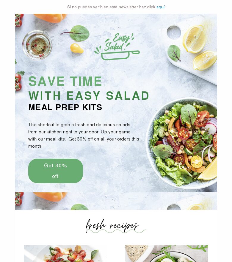 Template email marketing Descuento por el mes nacional de la ensalada