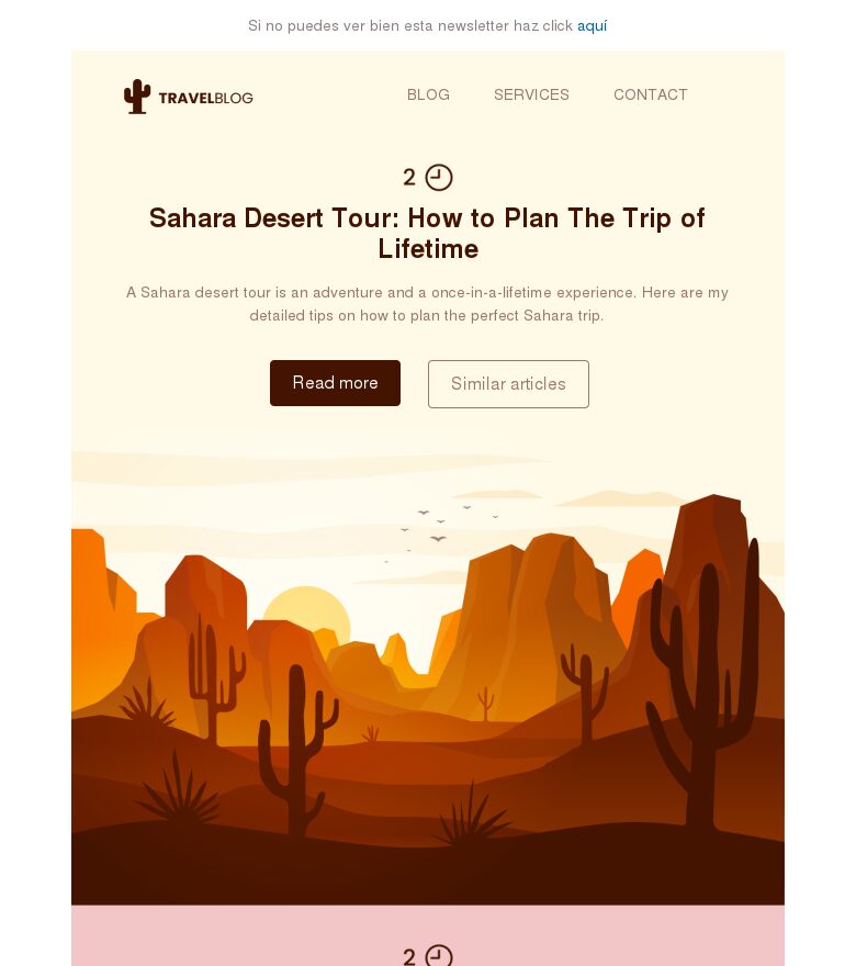 Template email marketing Newsletter de viajes con color