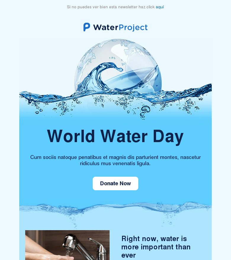 Template email marketing Día Mundial del Agua