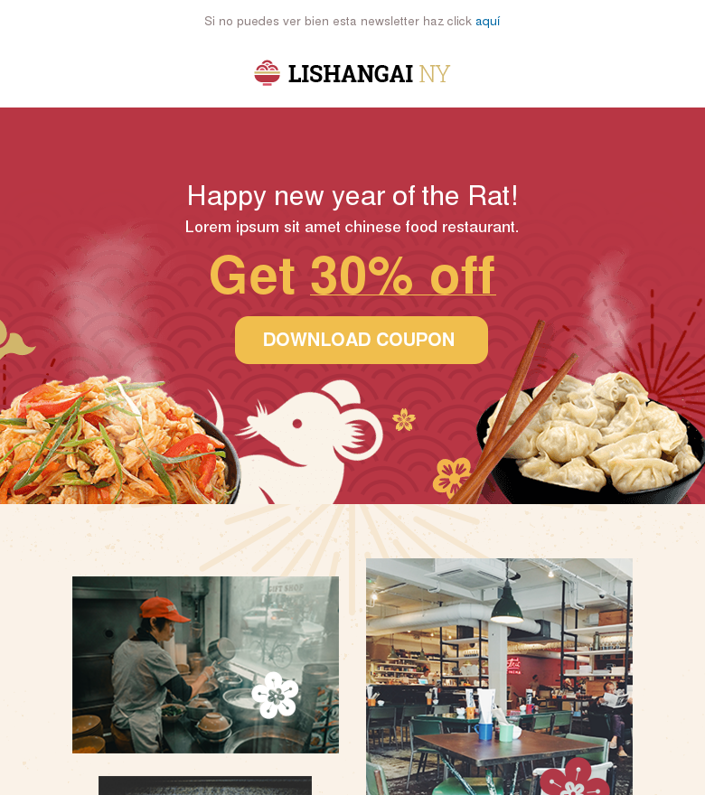 Plantilla email marketing Year of the rat