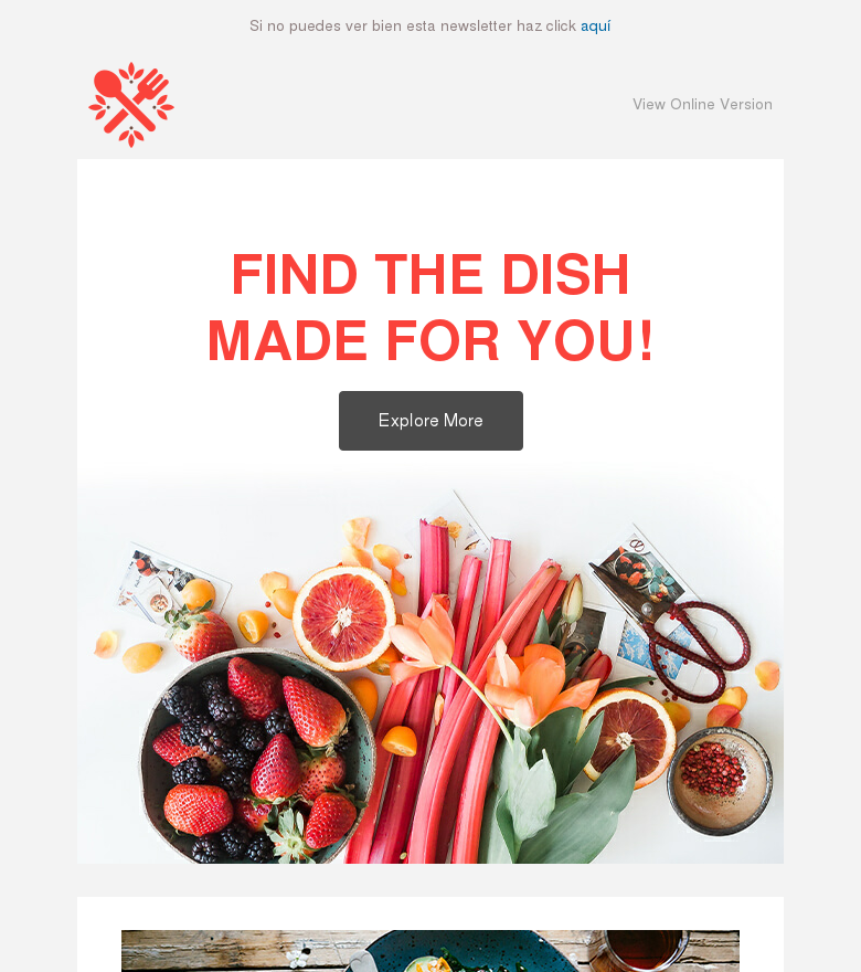Plantilla email marketing Dish of the week
