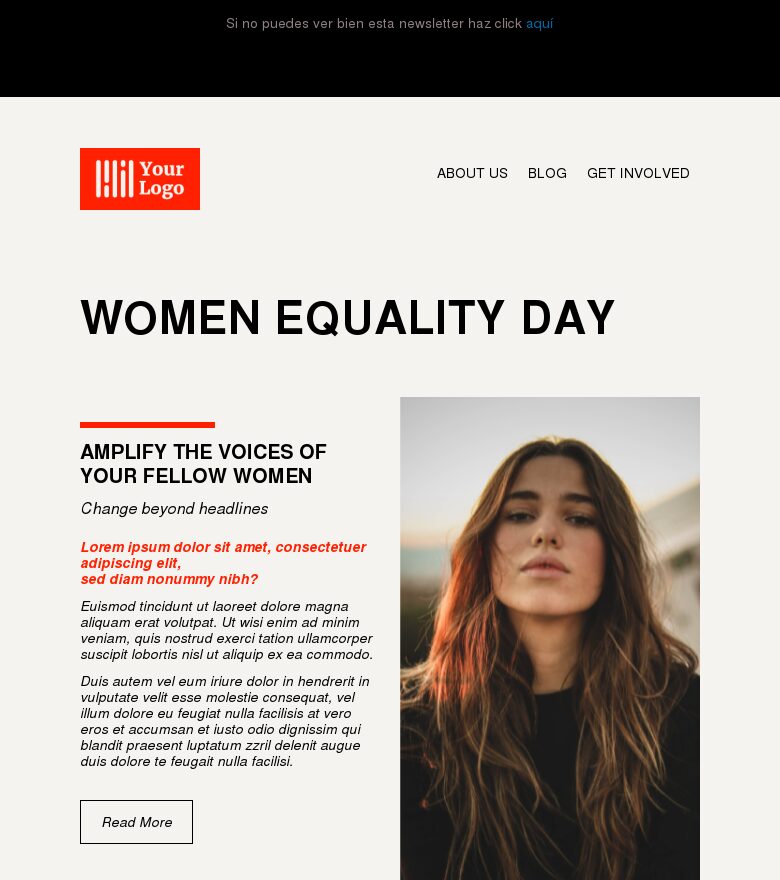 Template email marketing Día de la Igualdad de la Mujer