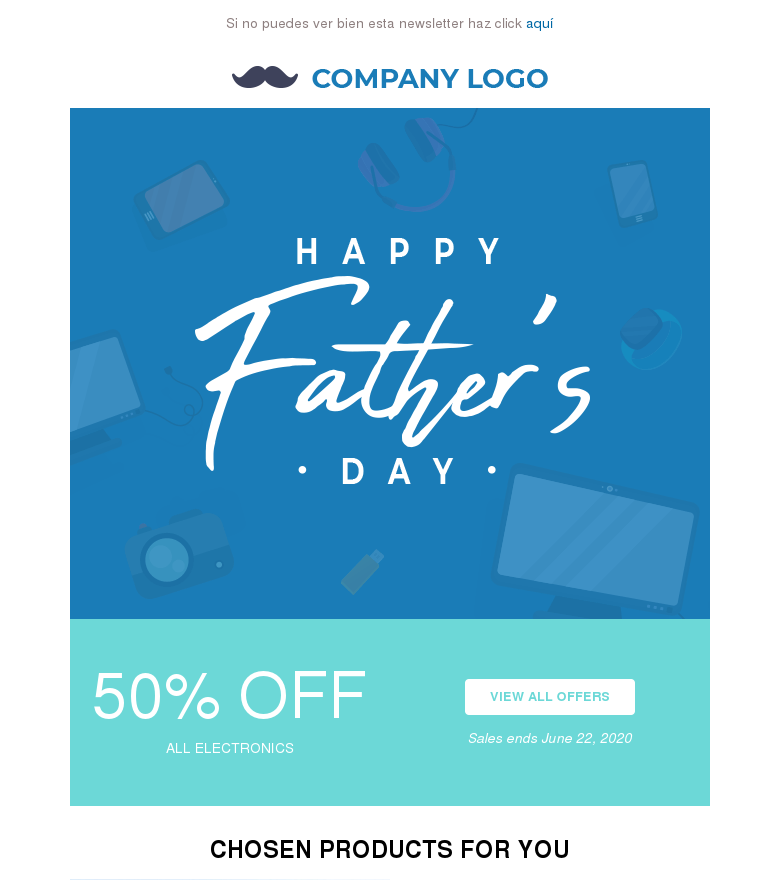Plantilla email marketing Fathers day blue