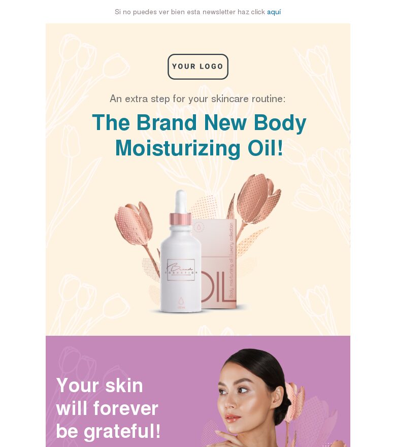 Template email marketing El aceite hidratante que marca la diferencia