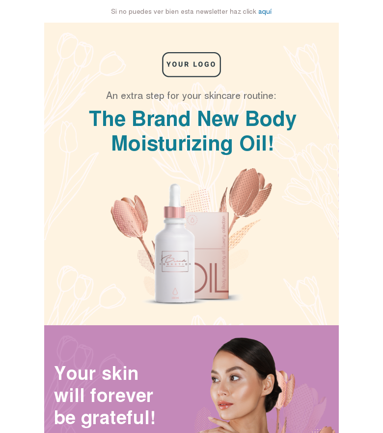 Plantilla email marketing The moisturizing oil that makes the difference