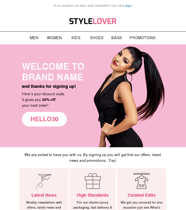 Plantilla email marketing Thanks for signing up