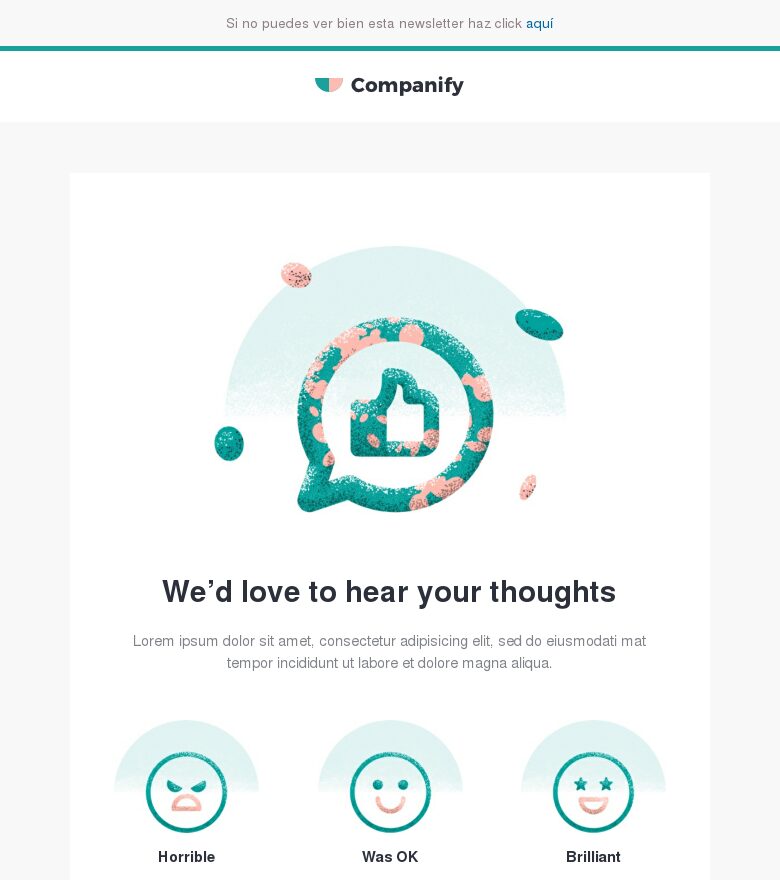 Template email marketing Comparte tu opinión