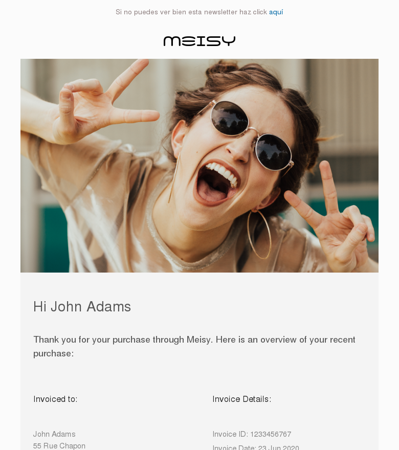 Plantilla email marketing Thank you for your purchase