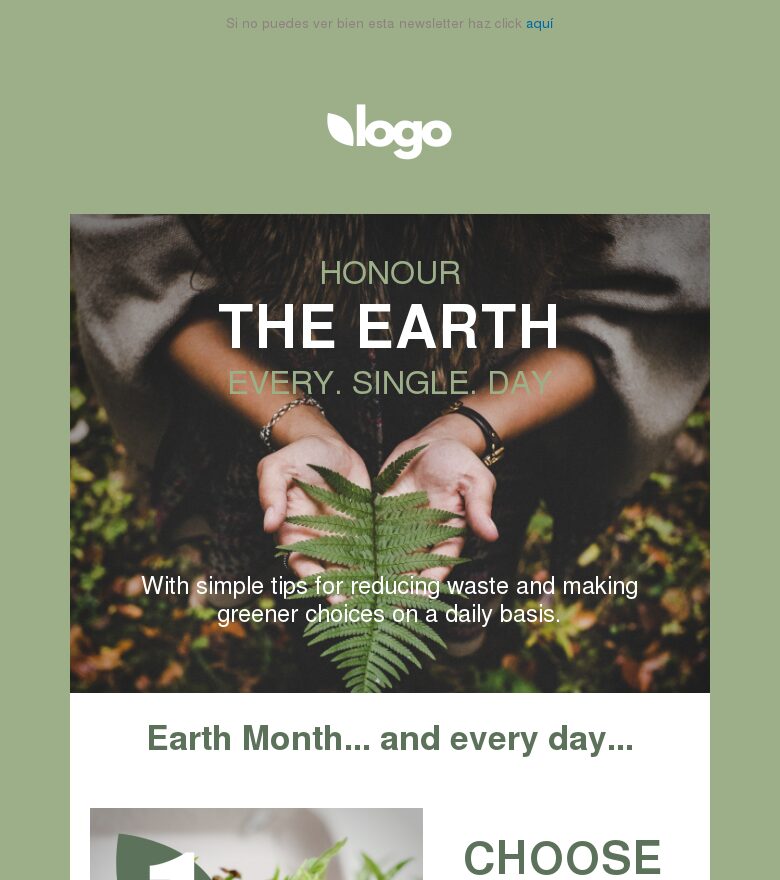 Template email marketing Honra a la tierra