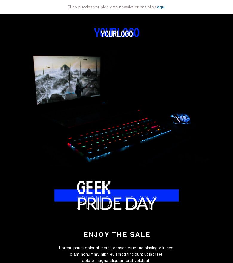 Template email marketing Feliz día del orgullo friki