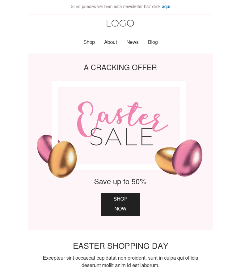 E-Mail-Marketing-Vorlage Easter sale