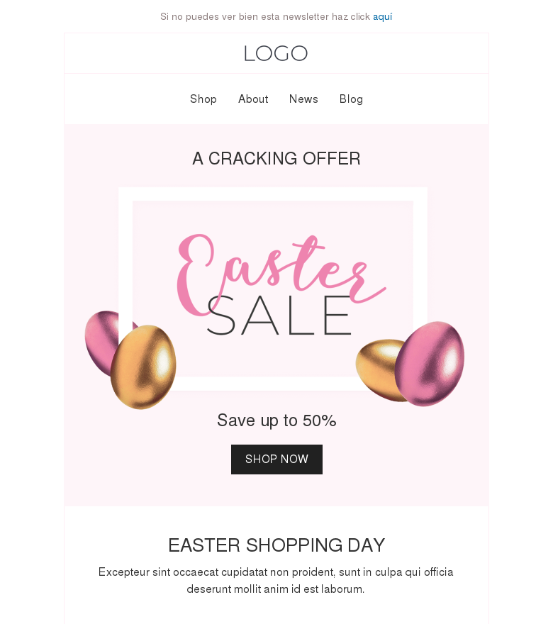 Email marketing template Easter sale