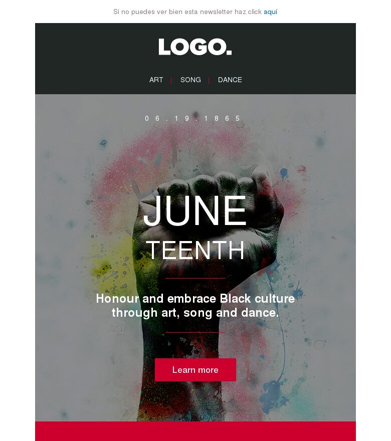 Template email marketing Honra y abraza la cultura negra