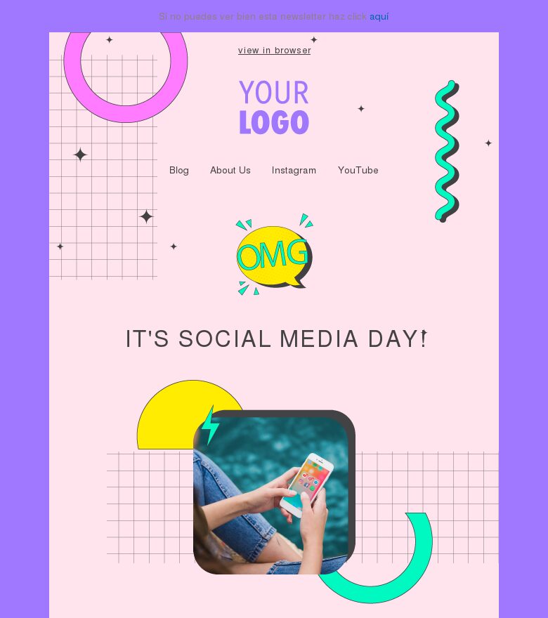 Template email marketing Es el día de las redes sociales