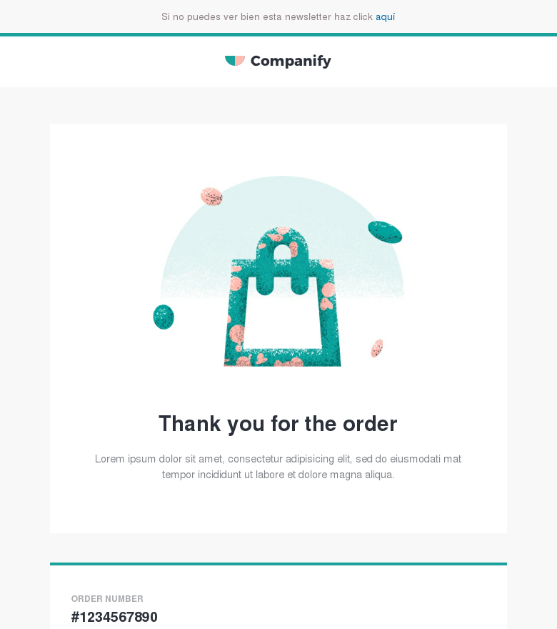 Plantilla email marketing Order received