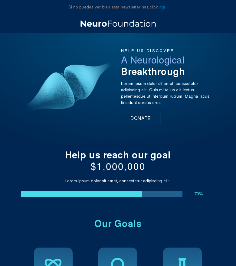Plantilla email marketing Science nonprofit fundraising email