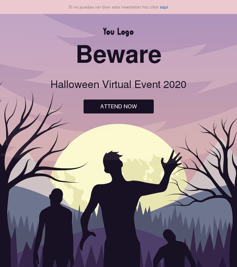 Template email marketing Fiesta virtual de Halloween