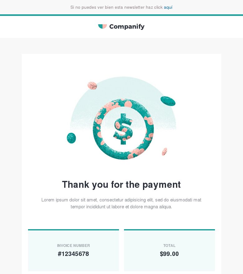 Email marketing template Pago recibido